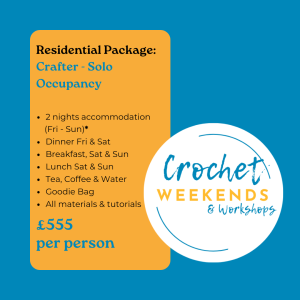 Crochet Weekend: Residential 2 Nights - Solo Occupancy (less deposit)